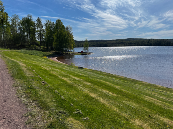 Stora gräsytor ner mot vattnet